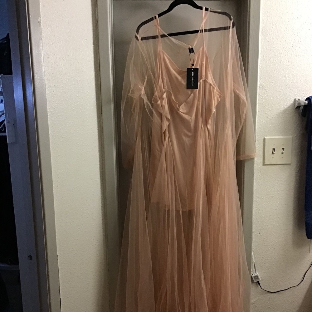 Plus wear beige dress